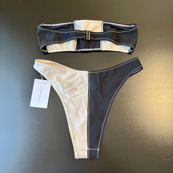 SALE! MATTHEW BRUCH Daria Colorblock High-Cut Checkered Bikini NWT - Picture 4 of 7